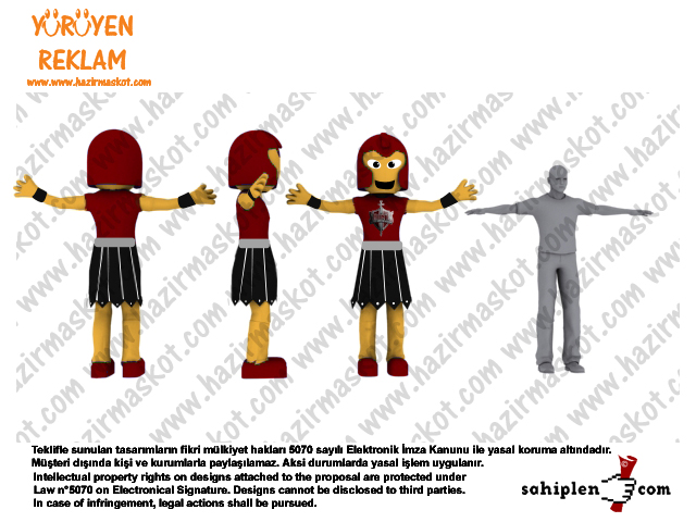 Gladiator School Mascot Costume / Gladyatör Maskot